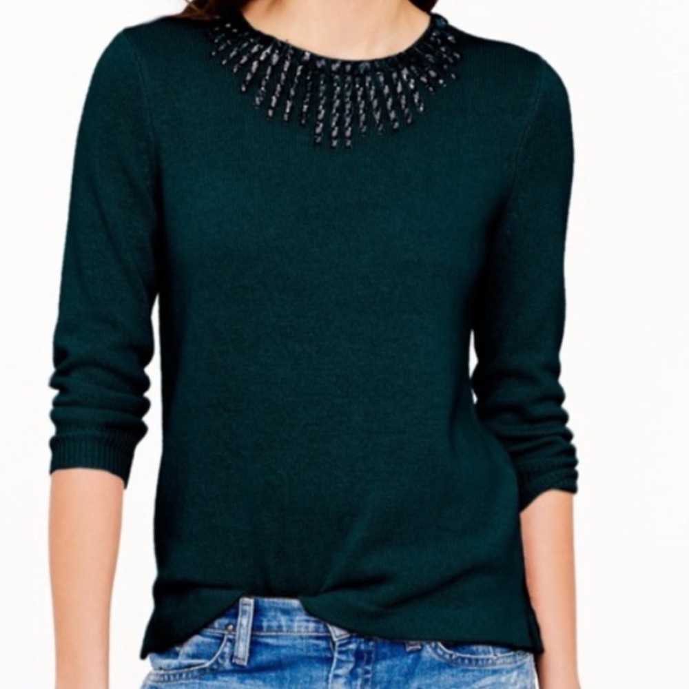 J. Crew Jewelled Neckline Sweater